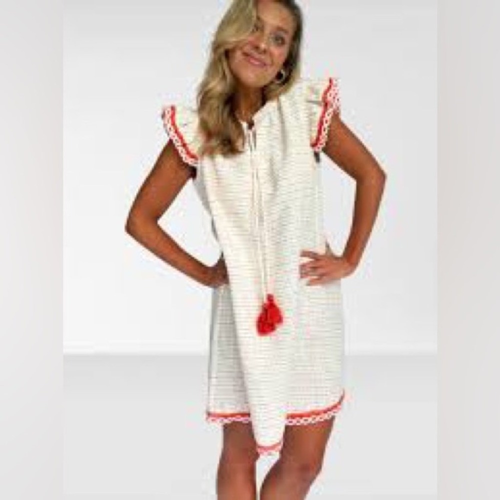 VOY Tweed Tassel Shift Dress | Size S |Boho Preppy Cute‎ Work Dress